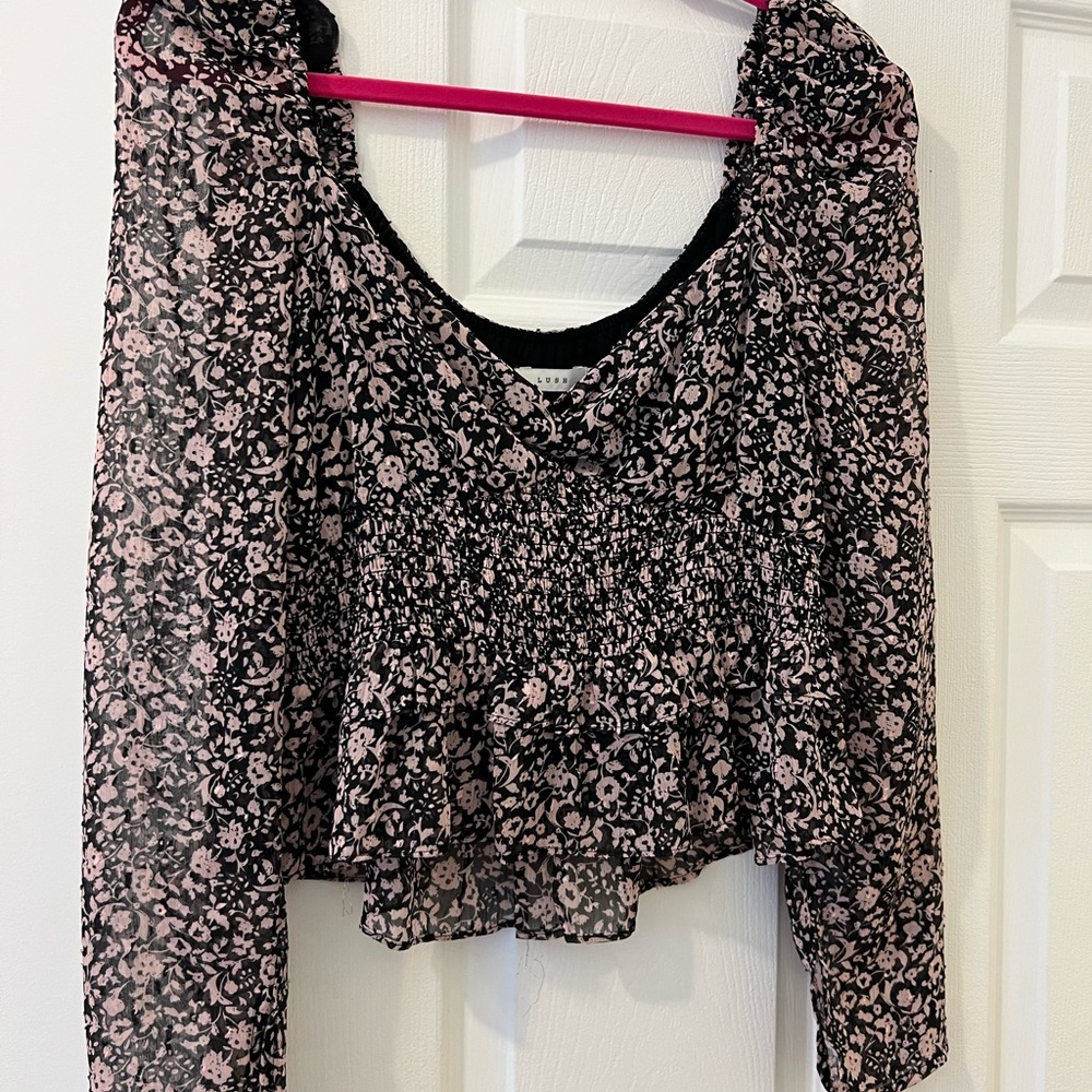 Floral Black and Pink Women's Top